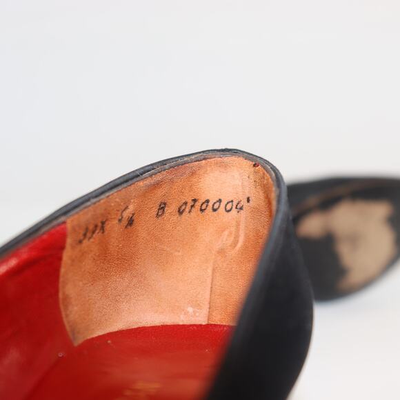 Vintage Charles Jourdan Paris Black Satin Heels Red Sequin Size 5.5 Original Box - Picture 6 of 6